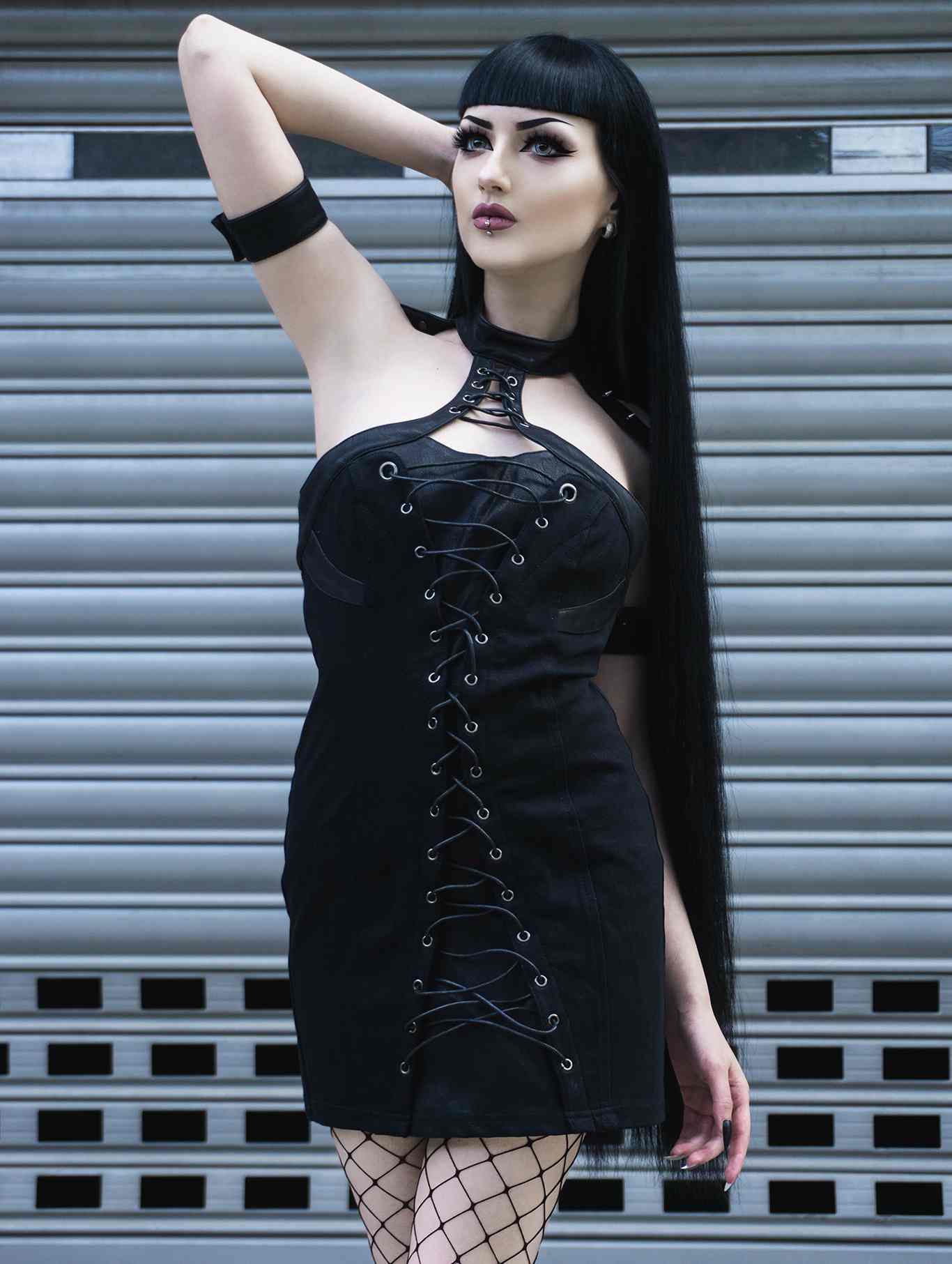 Punk Rave Black Gothic Punk Sexy Rivet Tight Dress 